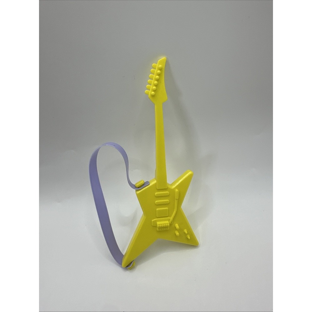Vintage 1986 Barbie And The Rockers Yellow Electric Guitar Purple Strap Mattel